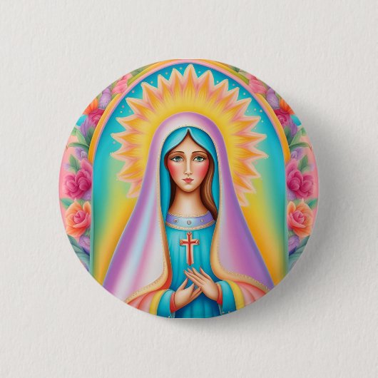 Badge Sainte-Vierge Marie Ronde Button 5,7 Cm (Voorkant)