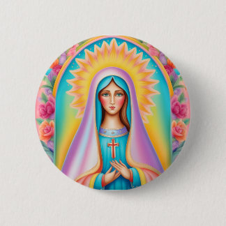 Badge Sainte-Vierge Marie Ronde Button 5,7 Cm