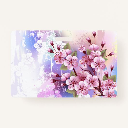 Badge Sakura rose sur la peinture Arrière - plan (Devant)