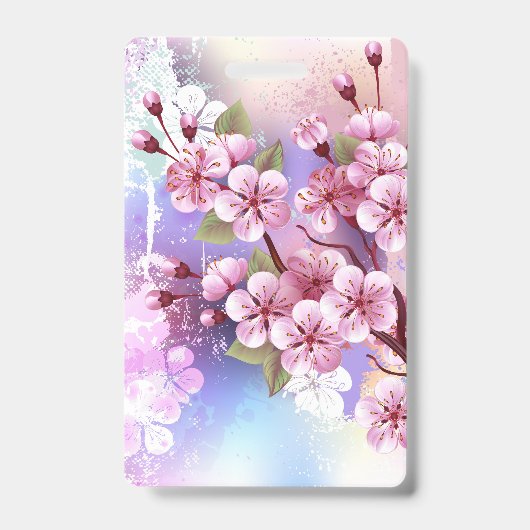 Badge Sakura rose sur la peinture Arrière - plan (Avant)