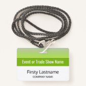 Badge Salon de base avec nom et société - bandes (Devant avec lanière)