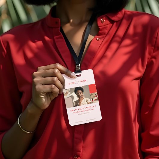 Badge Salon de Beauté Moderne pour Ongles avec Grille de
