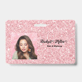Badge Salon de coiffure pailleté blush élégant script ph (Avant)