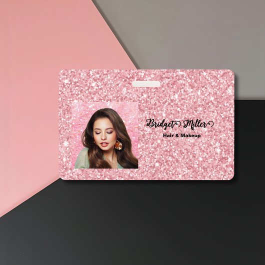 Badge Salon de coiffure pailleté blush élégant script ph