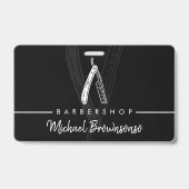 Badge Salon de coiffure Rasoir logo noir simple (Avant)