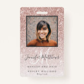 Badge Salon de coiffure rose Gold Parties scintillant ph (Devant)