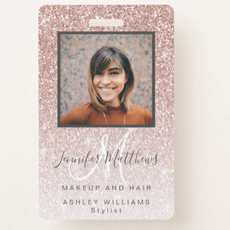 Badge Salon de coiffure rose Gold Parties scintillant ph