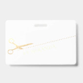 Badge Salon de maquillage moderne ciseaux d'or rose (Arrière)