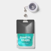 Badge Salon d'esthéticienne moderne à la mode turquoise  (Front with Retractable)