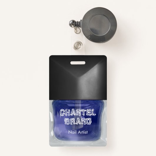 Badge Salon esthétique moderne et tendance à ongles bleu (Front with Retractable)