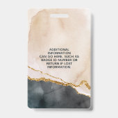 Badge Salon ID Marbre Rose Noir Doré Aquarelle (Arrière)