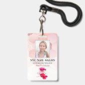Badge Salon Nail| ID photo de l'employé moderne (Front with Lanyard)
