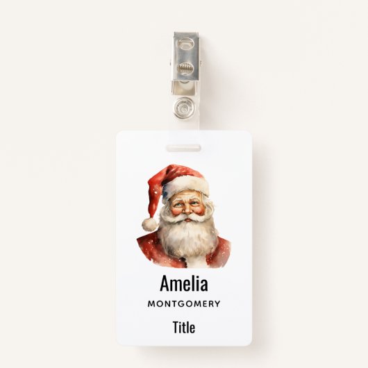 Badge Santa Claus Retro Christmas (Devant avec clip)