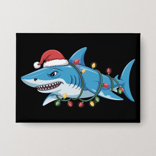 Badge Santa Shark Christmas Lights Sharkmas Tree Xmas (Recto)