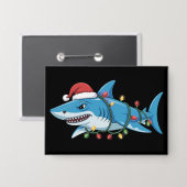 Badge Santa Shark Christmas Lights Sharkmas Tree Xmas (Recto/Verso)