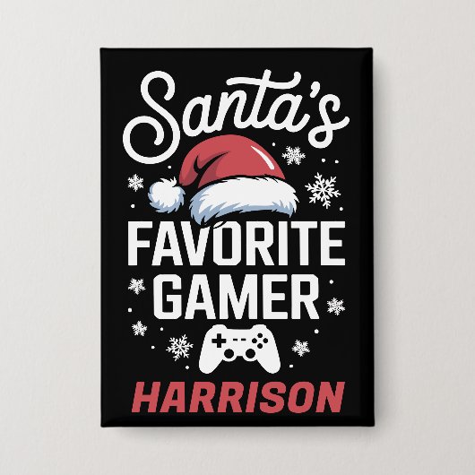 Badge Santa's Favorite Gamer Personalized Gaming Xmas (Recto)