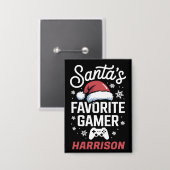 Badge Santa's Favorite Gamer Personalized Gaming Xmas (Recto/Verso)