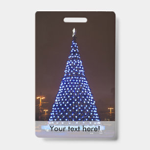 Badge Sapin de Noël aux lumières bleues