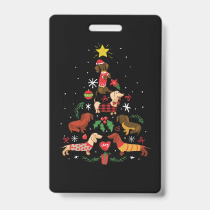 Badge Sapin de Noël drôle de teckel