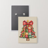 Badge Sapin de Noël Patchwork Coquette Noël  (Recto/Verso)