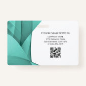 Badge Sarcelle | ID photo de l'employé Sécurité de la so (Dos)