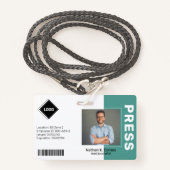 Badge Sarcelle | ID photo de l'employé Sécurité de la so (Devant avec lanière)