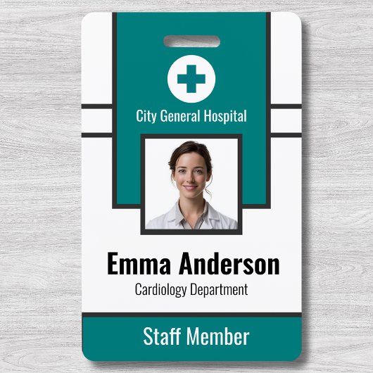 Badge Sarcelle | Numéro de photo de l'employé de l'hôpit