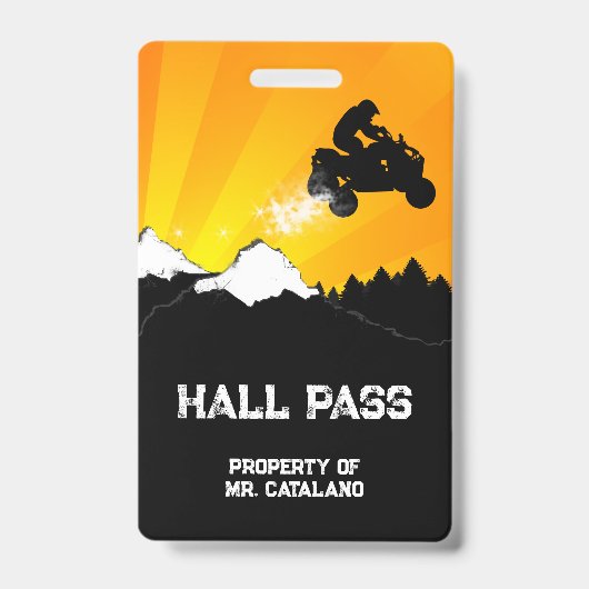 Badge saut atv Teacher Hall Pass (Avant)