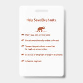 Badge Sauvez les éléphants (Arrière)