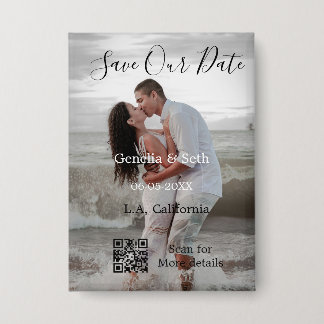 Badge Save the date simple minimal QR scan code details 