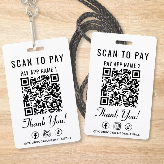 Badge Scan to Pay 2 Payment QR Codes Social Media