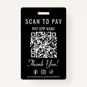 Badge Scan to Pay QR Code Social Media Black (Dos)