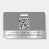 Badge Scanner de code-barres du logo du nom de l'employé (Arrière)