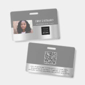 Badge Scanner de code-barres du logo du nom de l'employé (Avant & arrière)