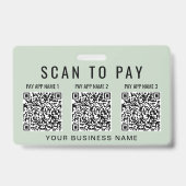Badge Scanner d'entreprise pour payer 3 codes QR Vert sa (Arrière)