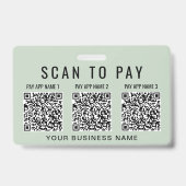Badge Scanner d'entreprise pour payer 3 codes QR Vert sa (Avant)