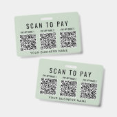 Badge Scanner d'entreprise pour payer 3 codes QR Vert sa (Avant & arrière)