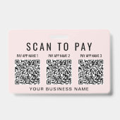 Badge Scanner les codes QR pour payer 3 codes QR rose (Arrière)