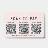 Badge Scanner les codes QR pour payer 3 codes QR rose (Avant)