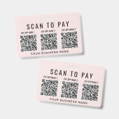 Badge Scanner les codes QR pour payer 3 codes QR rose (Avant & arrière)