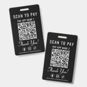 Badge Scanner pour payer 2 Codes QR de paiement Médias s (Avant & arrière)
