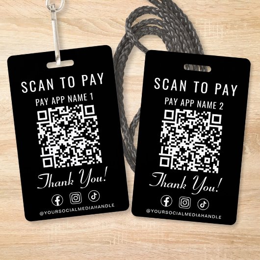Badge Scanner pour payer 2 Codes QR de paiement Médias s