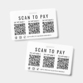 Badge Scanner pour payer 3 Codes QR de paiement Réseaux (Avant & arrière)