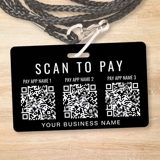 Badge Scanner pour payer 3 codes QR Entreprise