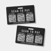 Badge Scanner pour payer 3 codes QR Entreprise (Avant & arrière)