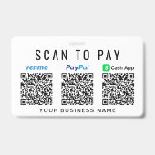 Badge Scanner pour payer Code QR Venmo PayPal CashApp En (Arrière)
