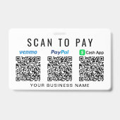 Badge Scanner pour payer Code QR Venmo PayPal CashApp En (Avant)