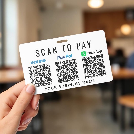 Badge Scanner pour payer Code QR Venmo PayPal CashApp En