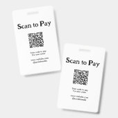 Badge Scanner pour payer la commande QR code ajouter un (Avant & arrière)