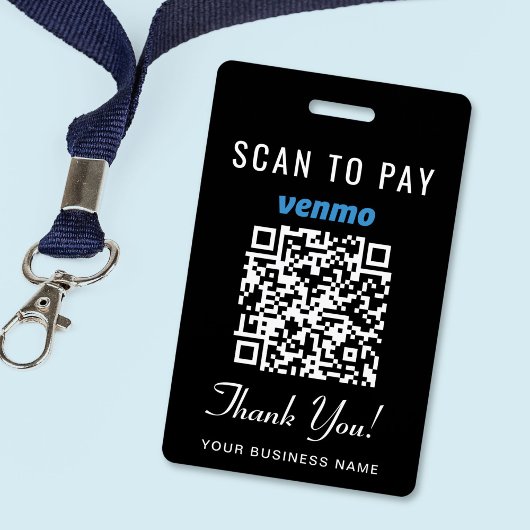 Badge Scanner pour payer le code QR Venmo noir